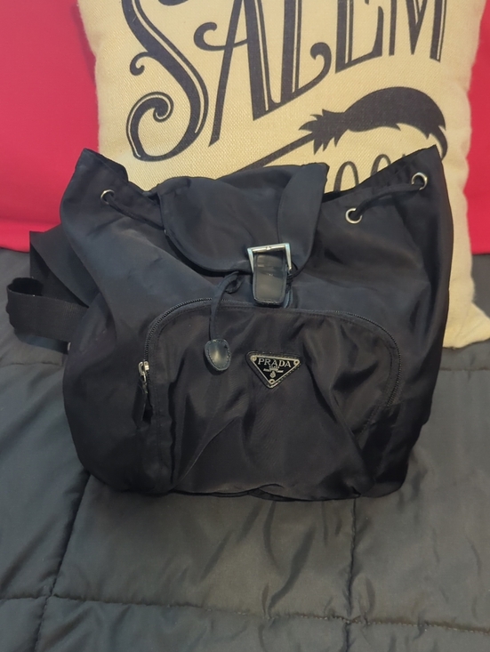 Prada Handbags - Prada Tessuto Nylon Black Bucket Backpack Made In Italy
